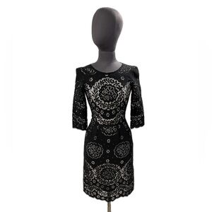 Tristan Black and Silver Patterned Long Sleeve Dress